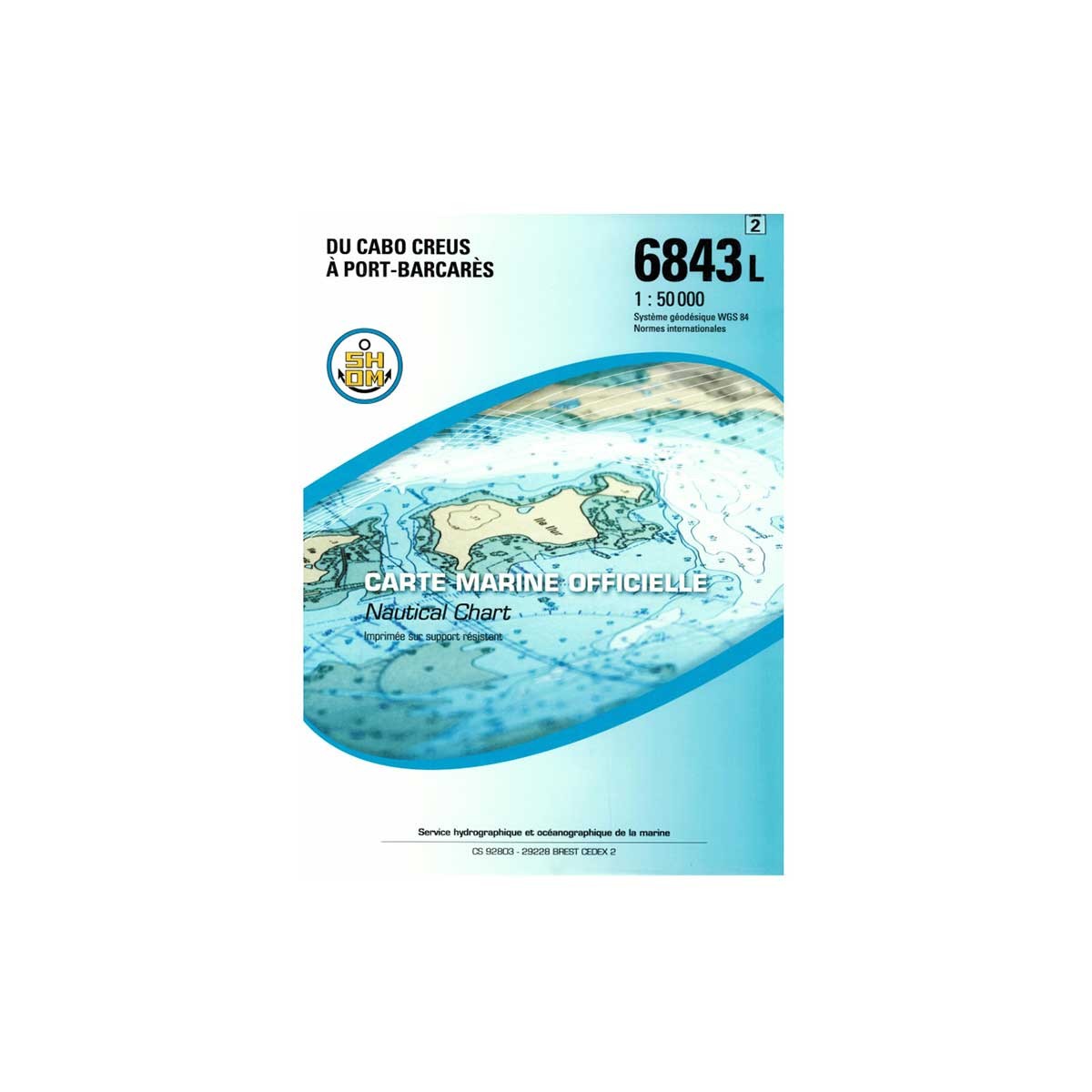 Carte marine pliée SHOM 6843L : Du Cabo Creus à Port-Barcarès - 1 : 50 000