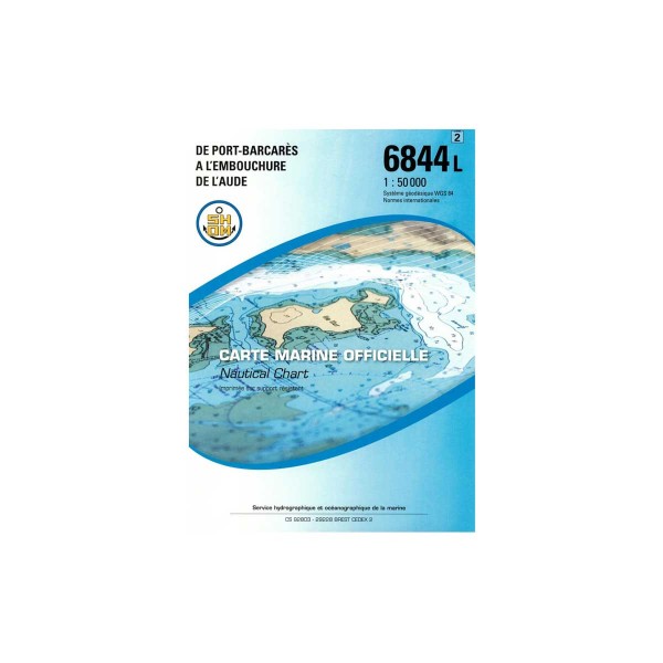 Carte marine pliée SHOM 6844L : De Port-Barcarès à l'embouchure de l'Aude - Leucate - Bages - Gruissan - 1 : 50 000 - N°16 - comptoirnautique.com