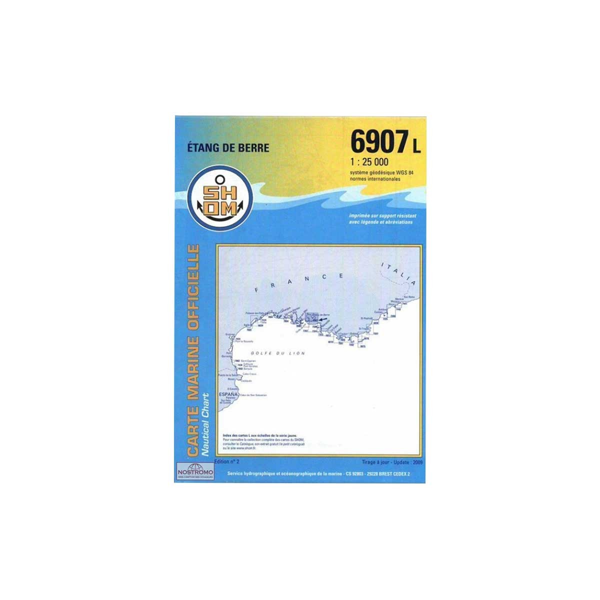 Carte marine pliée SHOM 6907L : Étang de Berre - 1 : 25 000