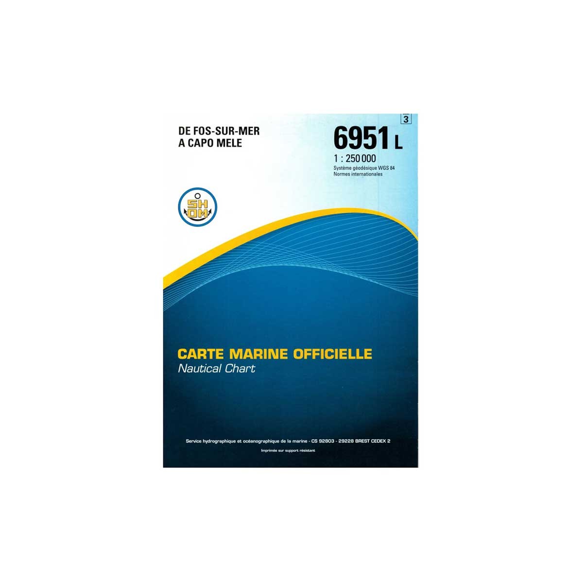 Carte marine pliée SHOM 6951L : De Fos-sur-Mer à Capo Mele - 1 : 250 000