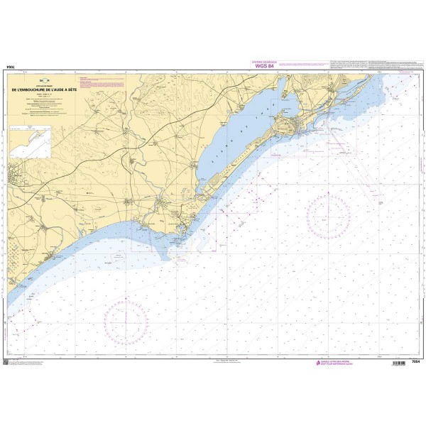 Carte marine pliée SHOM 7054L : De l'embouchure de l'Aude à Sète dépliée - N°36 - comptoirnautique.com