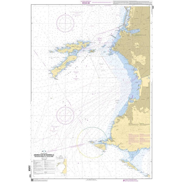 Carte marine pliée SHOM 7391L : Abords Sud de Marseille - Des Îles du Frioul à l'Île de Jarre dépliée - N°42 - comptoirnautique.com