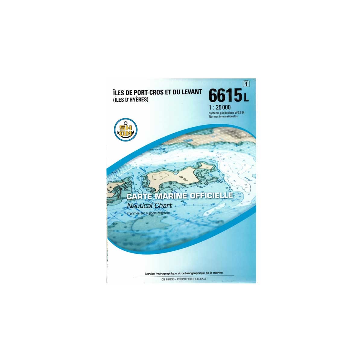 Carte marine pliée SHOM 6615L : Îles de Port-Cros et du Levant (Îles d'Hyères) - 1 : 25 000