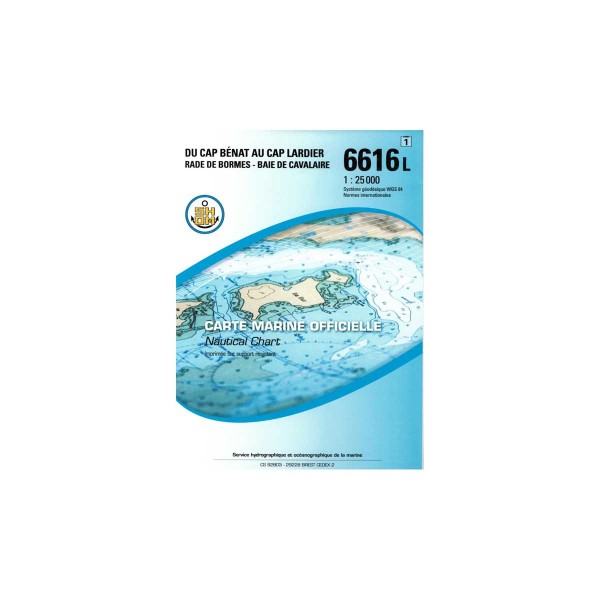 Carte marine pliée SHOM 6616L : Du Cap Bénat au Cap Lardier - Rade de Bormes - Baie de Cavalaire - 1 : 25 000 - N°10 - comptoirnautique.com