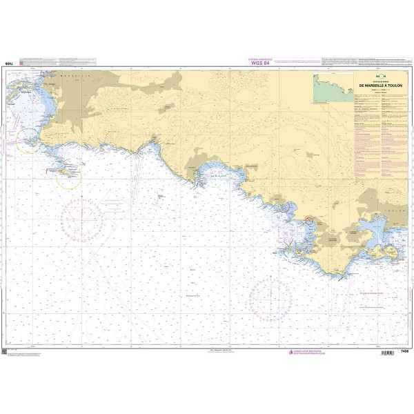 Carte marine pliée SHOM - Méditerranée - Littoral Est (Marseille à Monaco) - N°42 - comptoirnautique.com