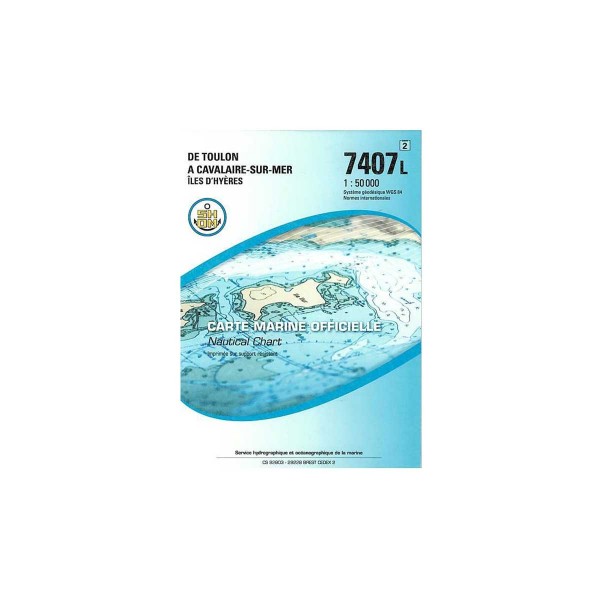 Carte marine pliée SHOM 7407L : De Toulon à Cavalaire-sur-Mer - Îles d'Hyères - 1 : 50 000 - N°43 - comptoirnautique.com