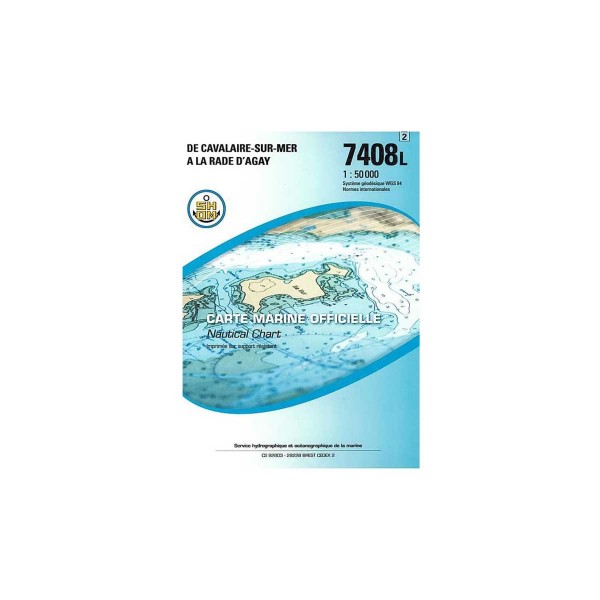 Carte marine pliée SHOM 7408L : De Cavalaire-sur-Mer à la Rade d'Agay - 1 : 50 000 - N°46 - comptoirnautique.com