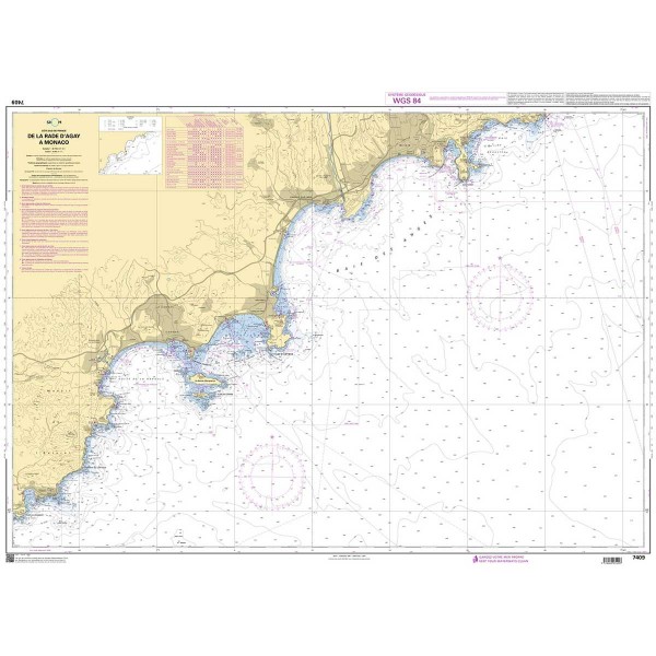 Carte marine pliée SHOM - Méditerranée - Littoral Est (Marseille à Monaco) - N°51 - comptoirnautique.com