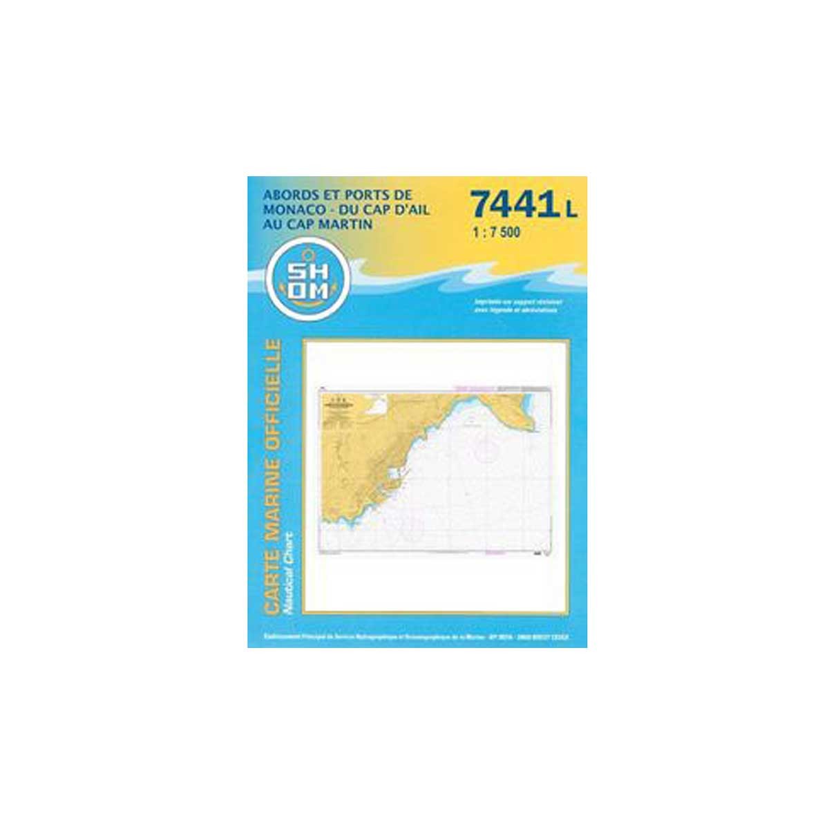 Carte marine pliée SHOM 7441L : Abords et Ports de Monaco - du Cap d'Ail au Cap Martin - 1 : 7 500