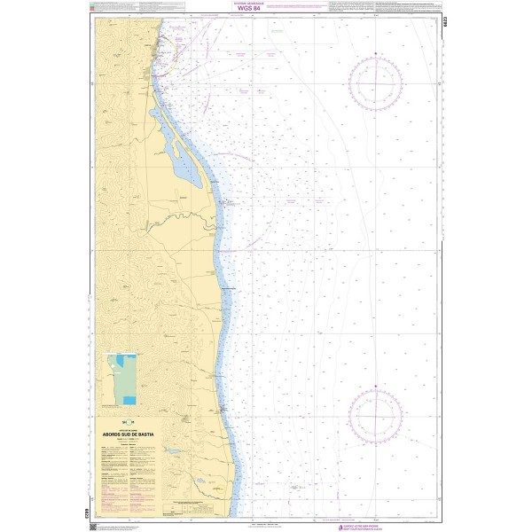 Carte marine pliée SHOM 6823L : Abords Sud de Bastia dépliée - N°6 - comptoirnautique.com