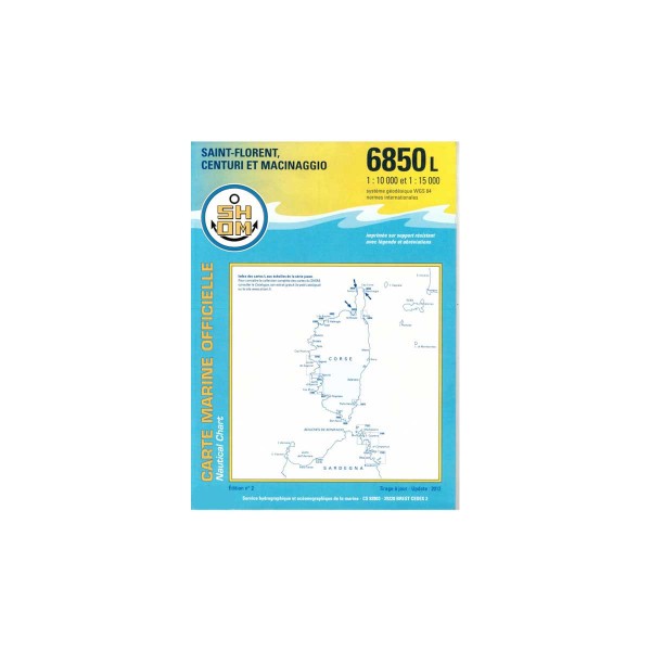 Carte marine pliée SHOM 6850L : Saint-Florent, Centuri, Macinaggio - Échelles diverses - N°7 - comptoirnautique.com
