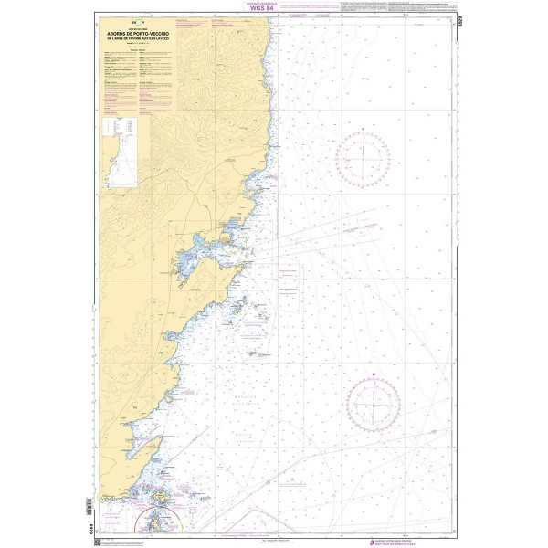 Carte marine pliée SHOM 6929L : Abords de Porto-Vecchio - De l'anse de Favone aux Îles Lavezzi dépliée - N°18 - comptoirnautique.com