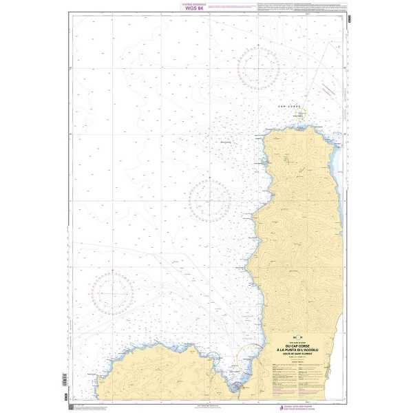Carte marine pliée SHOM 6969L : Du Cap Corse à la Punta di l'Acciolu - Golfe de Saint-Florent dépliée - N°24 - comptoirnautique.com