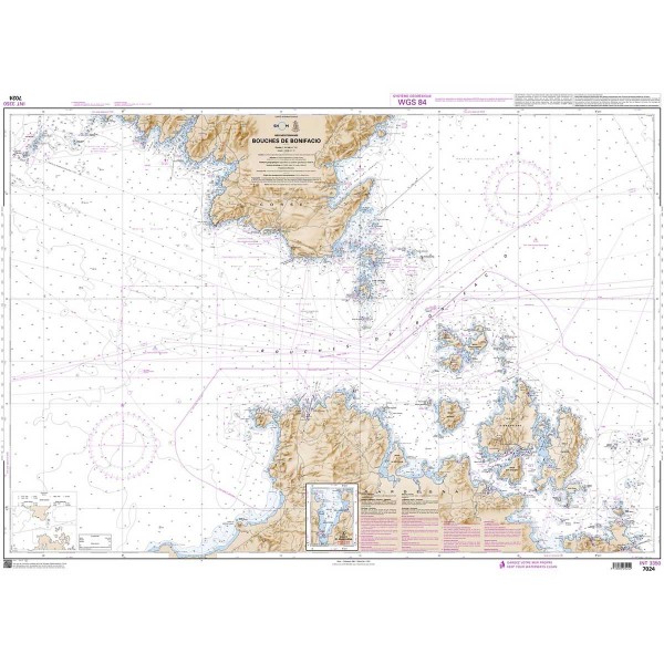 Carte marine pliée SHOM 7024L : Bouches de Bonifacio dépliée - N°33 - comptoirnautique.com