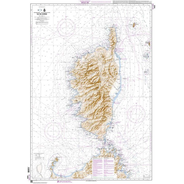 Carte marine pliée SHOM 7025L : Île de Corse dépliée - N°36 - comptoirnautique.com