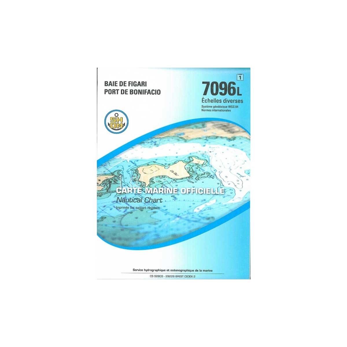 Carte marine pliée SHOM 7096L : Baie de Figari - Port de Bonifacio - Échelles diverses
