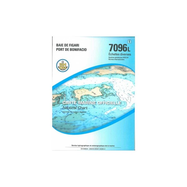 Carte marine pliée SHOM 7096L : Baie de Figari - Port de Bonifacio - Échelles diverses - N°40 - comptoirnautique.com