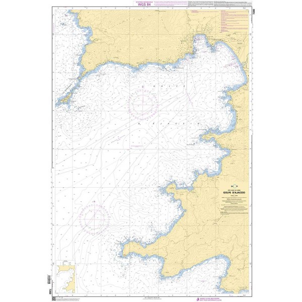 Carte marine pliée SHOM 7280L : Golfe d'Ajaccio dépliée - N°48 - comptoirnautique.com