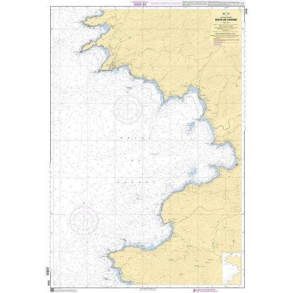 Carte marine pliée SHOM 7316L : Golfe de Sagone dépliée - N°54 - comptoirnautique.com