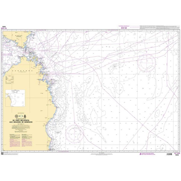 Carte marine pliée SHOM 7510L : De Capo Bellavista aux Bouches de Bonifacio dépliée - N°63 - comptoirnautique.com