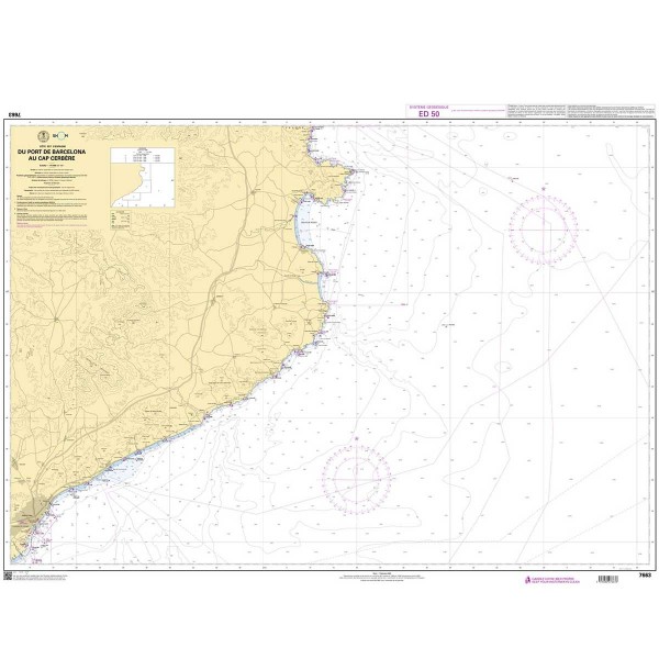 - - - Carta náutica dobrada SHOM Mediterrâneo Oriental Espanha Ilhas Baleares - N°15 - comptoirnautique.com