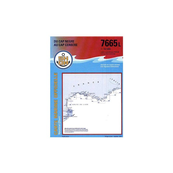 Carte marine pliée SHOM 7665L : Du Cap Negre au Cap Cerbère - 1 : 50 000 - N°16 - comptoirnautique.com