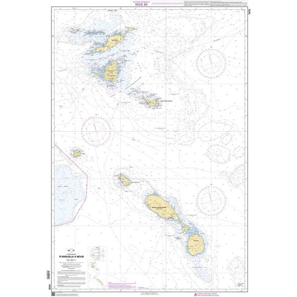 Carte marine pliée SHOM 7470L : D'Anguilla à Nevis dépliée - N°3 - comptoirnautique.com