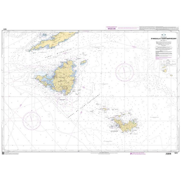 Carte marine pliée SHOM 7471L : D'Anguilla à Saint-Barthélemy dépliée - N°6 - comptoirnautique.com