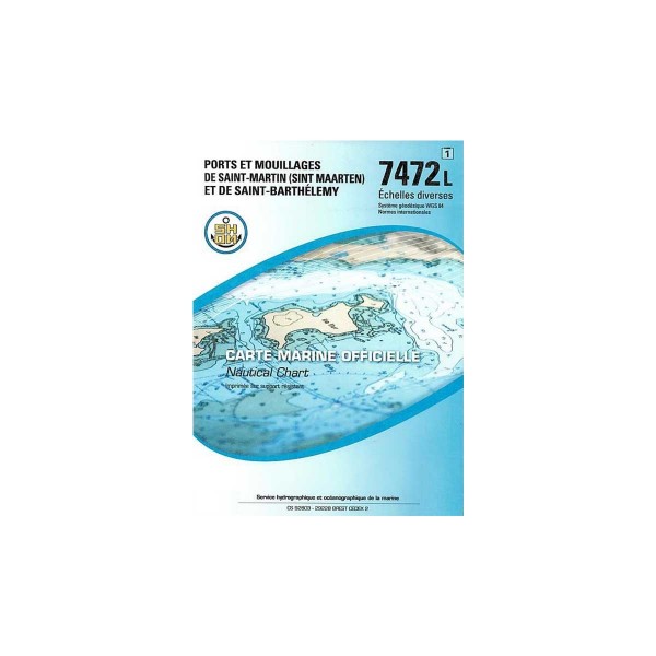 Carte marine pliée SHOM 7472L : Ports et mouillages de Saint-Martin (Sint Maarten) et de Saint-Barthélemy - Échelles diverses - N°7 - comptoirnautique.com