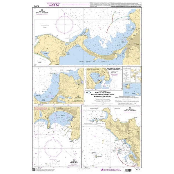 Carte marine pliée SHOM 7472L : Ports et mouillages de Saint-Martin et de Saint-Barthélemy dépliée - N°9 - comptoirnautique.com