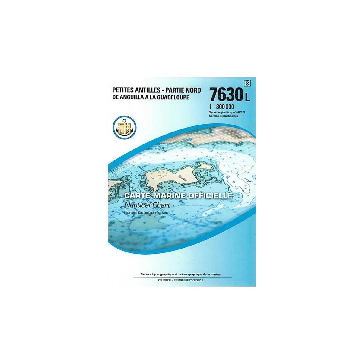 Carte marine pliée SHOM 7630L : Petites Antilles - Partie Nord - De Anguilla à la Guadeloupe - 1 : 300 000