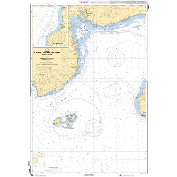 Carte marine pliée SHOM 6948L : De Pointe-à-Pitre à Marie Galante - Canal des Saintes dépliée - N°9 - comptoirnautique.com
