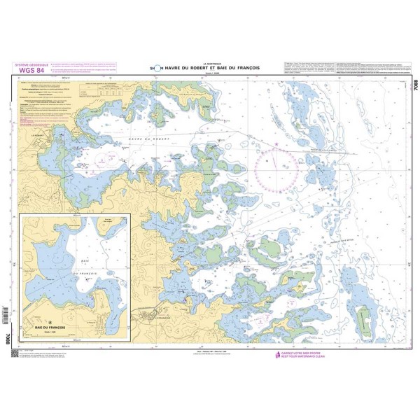 Carte marine pliée SHOM 7088L : Havre du Robert et Baie du François dépliée - N°15 - comptoirnautique.com