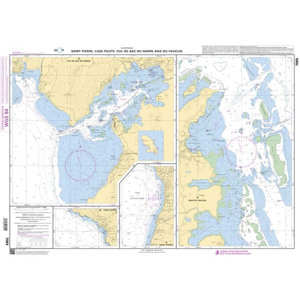 Carte marine pliée SHOM 7089L : Saint-Pierre, Case-Pilote, Cul-de-Sac du Marin, Baie du Vauclin dépliée - N°18 - comptoirnautique.com