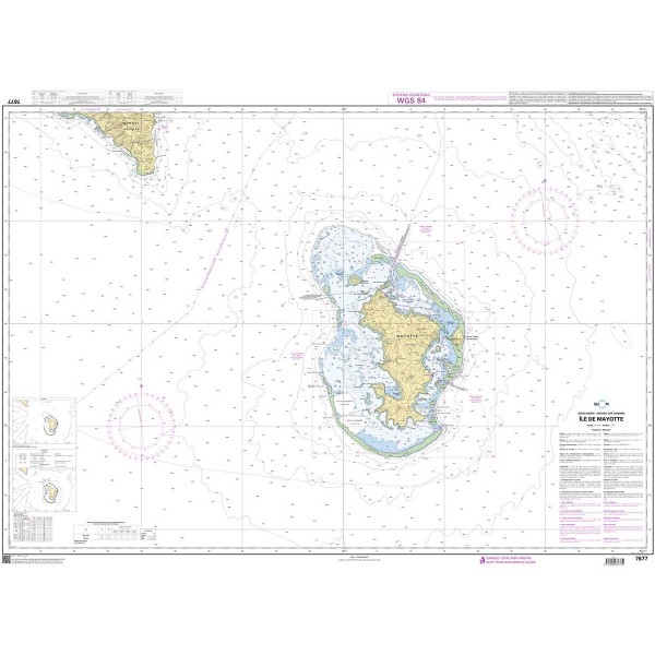 Carte marine pliée SHOM 7677L : Île de Mayotte dépliée - N°18 - comptoirnautique.com