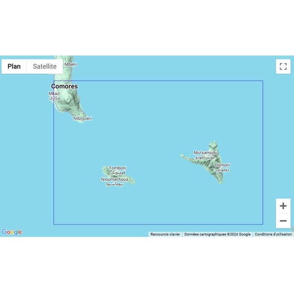 Carte marine pliée SHOM 7678L : Îles Anjouan et Mohéli zone de navigation - N°20 - comptoirnautique.com