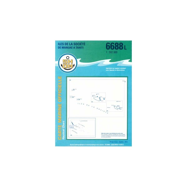 Carte marine pliée SHOM 6688L : Îles de la Société, de Manuae à Tahiti - 1 : 592 000 - N°10 - comptoirnautique.com