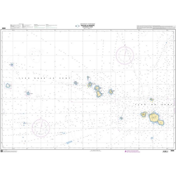 Carte marine pliée SHOM 6688L : Îles de la Société, de Manuae à Tahiti dépliée - N°12 - comptoirnautique.com