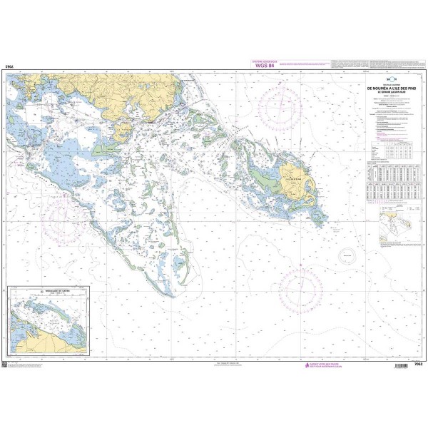 Carte marine pliée SHOM 7052L : De Nouméa à l'île des Pins - Le Grand lagon Sud dépliée - N°21 - comptoirnautique.com