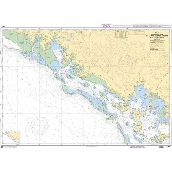 Carte marine pliée SHOM 7167L : De la Baie de Saint-Vincent à la Coupée Mara dépliée - N°24 - comptoirnautique.com