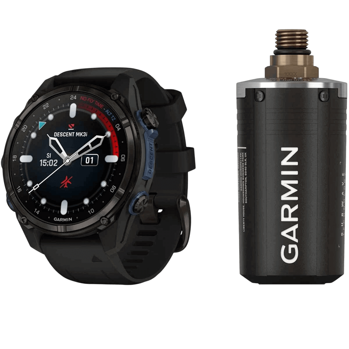 Pack montre de plongée Garmin Descent Mk3i - 43 mm + sonde Descent T2 - Carbon Gray / Silicone noir