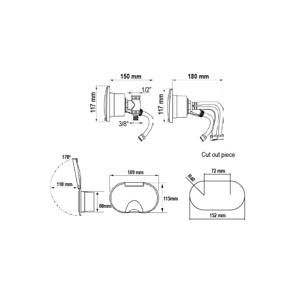 Doppeltes Gehäuse für Handbrause und Mischbatterie - mit Deckel - N°2 - comptoirnautique.com