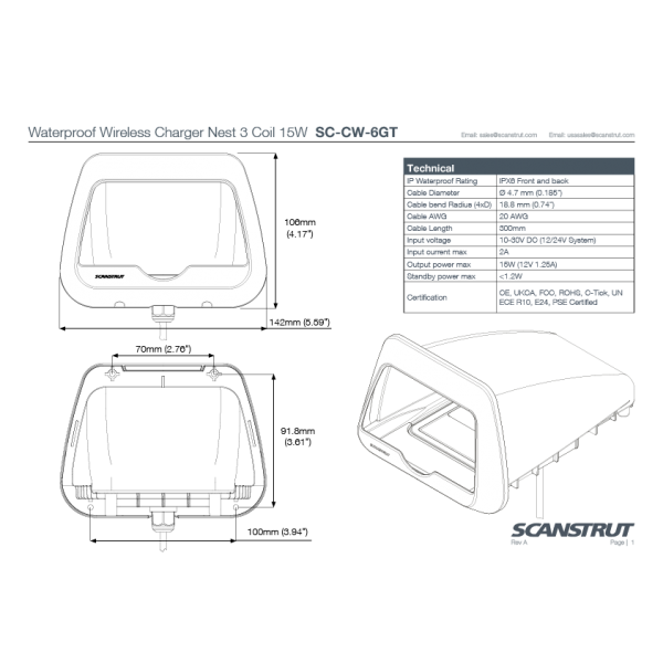 Caricabatterie impermeabile a 3 bobine NEST - 15W - N°2 - comptoirnautique.com