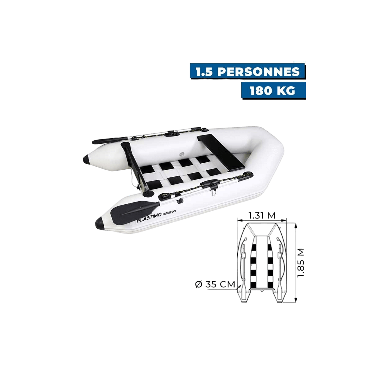 Annexe gonflable Plastimo HORIZON 185S avec plancher latté pour 1.5 personnes avec charge maximum de 180 kg
