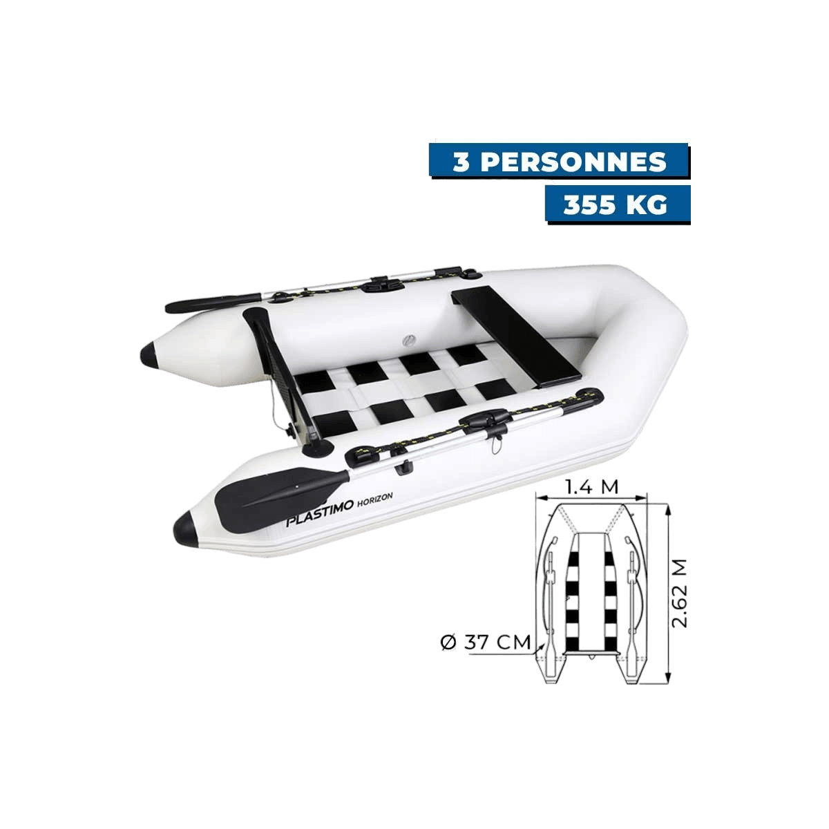 Annexe gonflable Plastimo HORIZON 260S avec plancher latté pour 3 personnes avec charge maximum de 355 kg