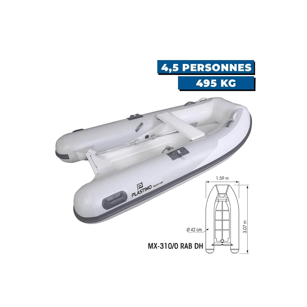 Annexe gonflable Yacht HP - Hypalon + coque double aluminium - MX-310/0 RAB DH