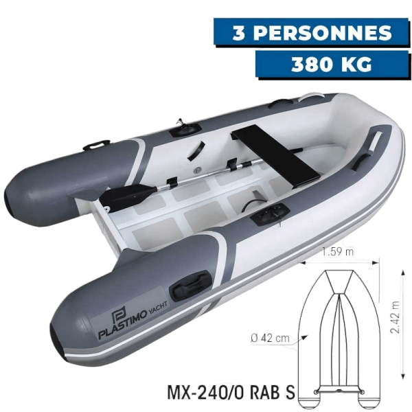 Inflatable dinghy YACHT PVC + single aluminum hull - N°2 - comptoirnautique.com