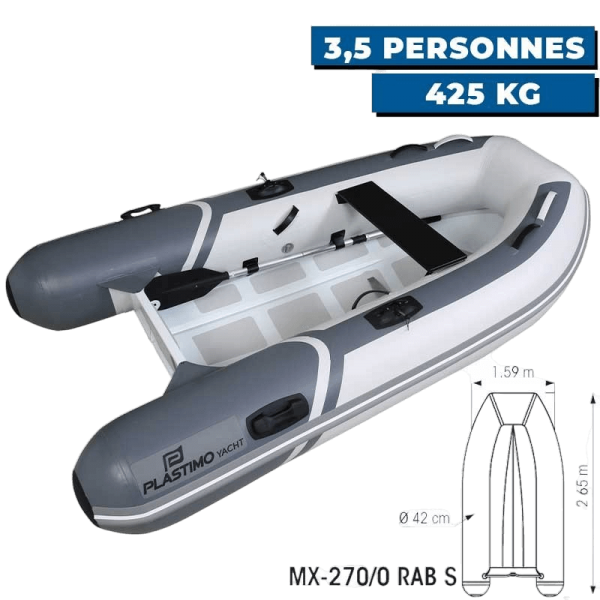 Inflatable dinghy YACHT PVC + single aluminum hull - N°3 - comptoirnautique.com