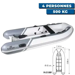 Annexe gonflable Yacht - PVC + coque double polyester - 4 pers/500 kg - Pri310RF
