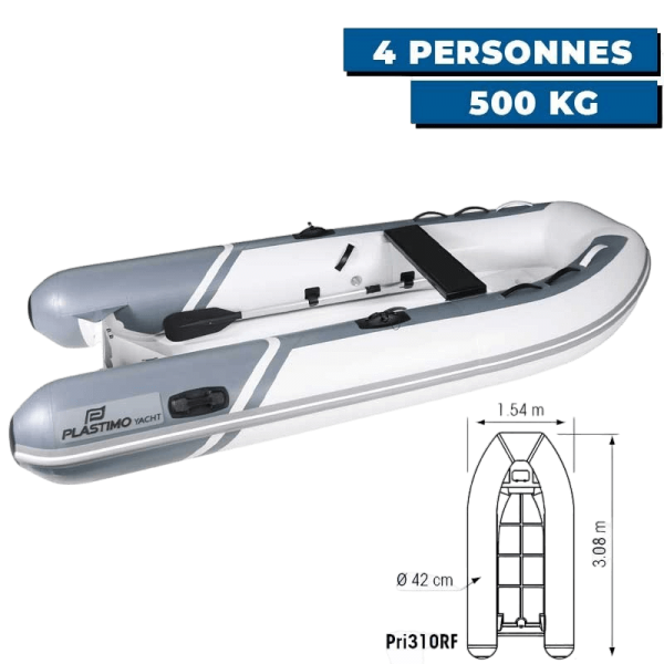 Embarcación neumática YACHT Casco de PVC + doble poliéster - N°3 - comptoirnautique.com